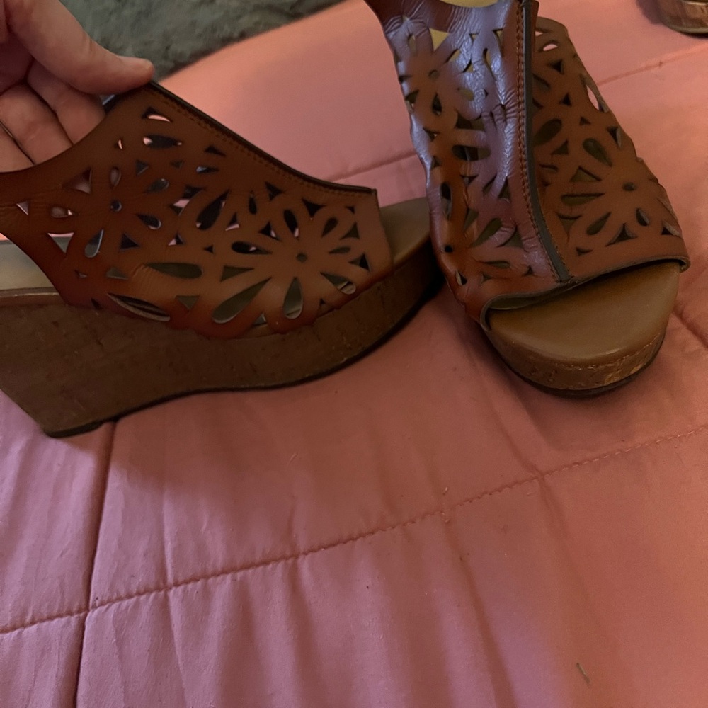 Nine West Women's Brown Wedge Sandals